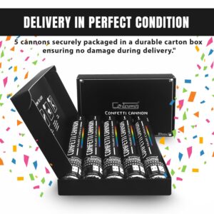 CIRTAMZ 12 Inches Confetti Cannons – Ideal for Adding Sparkle to Your Graduation, Wedding, Birthday, and New Year’s Eve Celebrations. – Set of 5